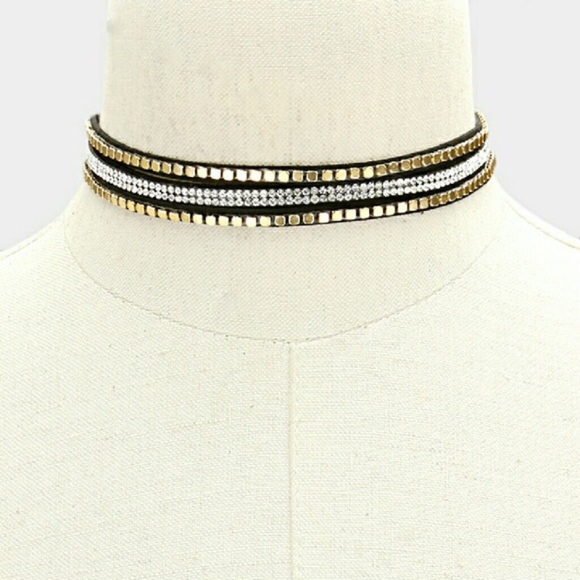 Studded Rhinestone Choker - Picture 3 of 4